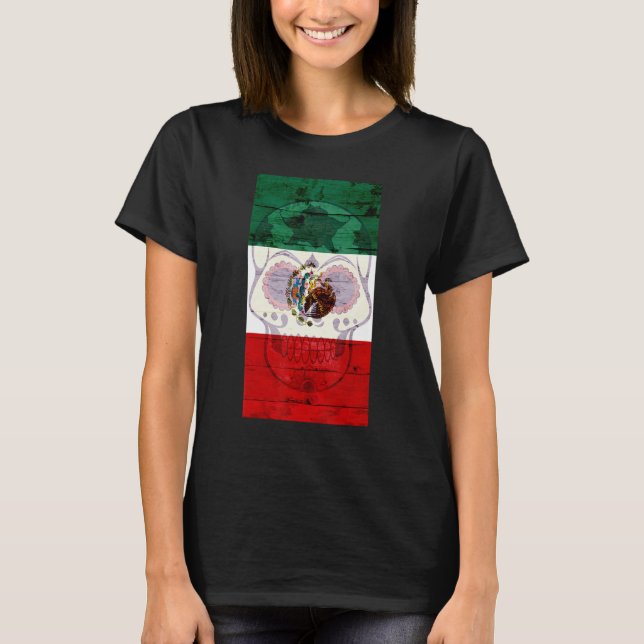 Camiseta Dia De Los Muertos Skull Bandera Mexicana La Revol (Anverso)