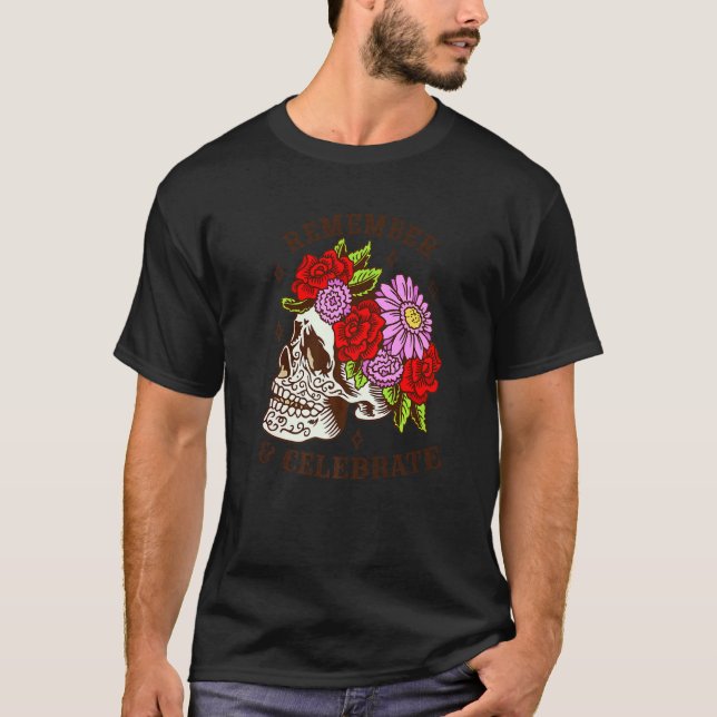 Camiseta Dia De Los Muertos Skull Mask Roses Premium (Anverso)