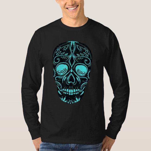 Camiseta Dia De Los Muertos Turquoise Mask Skull (Anverso)
