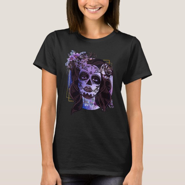 Camiseta Dia de los Muertos Witchy Sugar Skull Woman (Anverso)