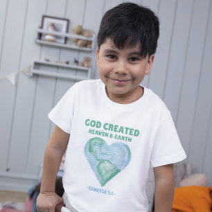 Camiseta Día de los niños cristianos Dios creó el cielo y l