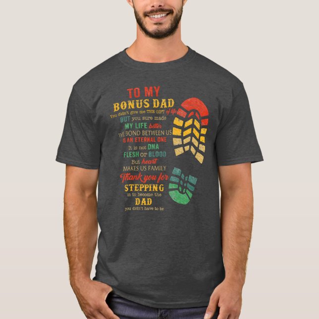 Camiseta Día de los Padres de Bonus Dad desde Stepdad retro (Anverso)