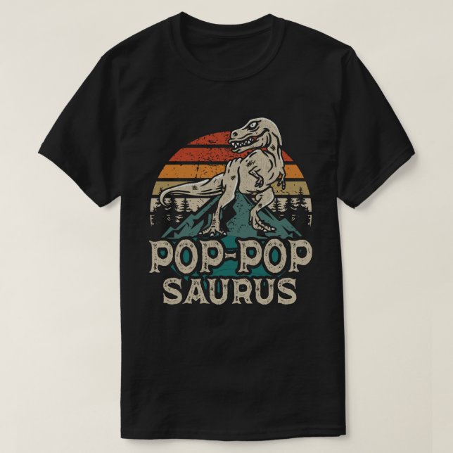 Camiseta Día de los Padres del Abuelo de Dinosaurio Pop-Pop (Diseño del anverso)