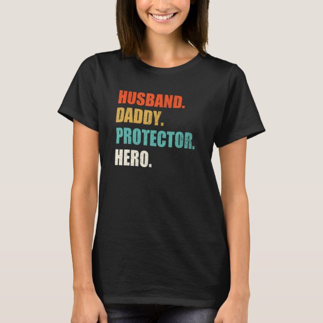 Camiseta Día de los Padres Héroes de Esposo Papi Protector (Anverso)