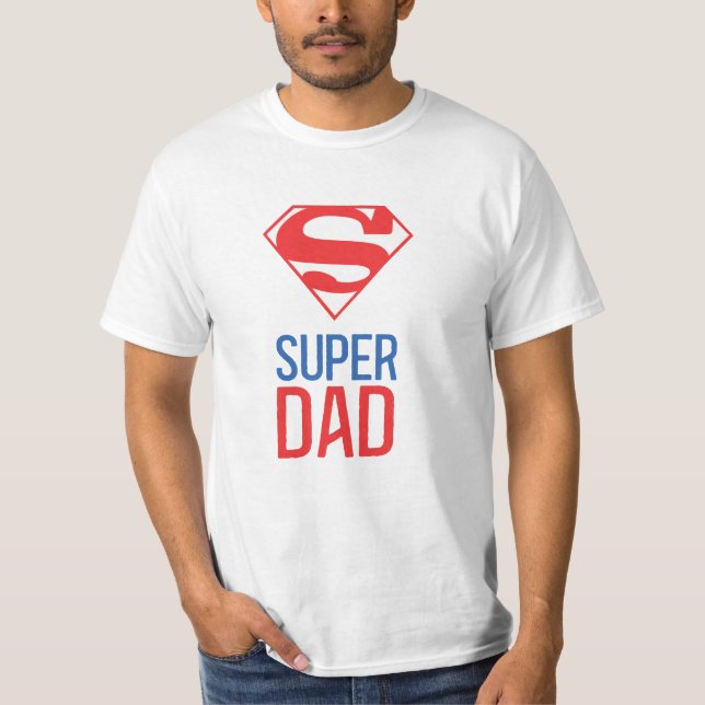 Camiseta Día de los Padres Súper Papá Rojo y Azul (Anverso)