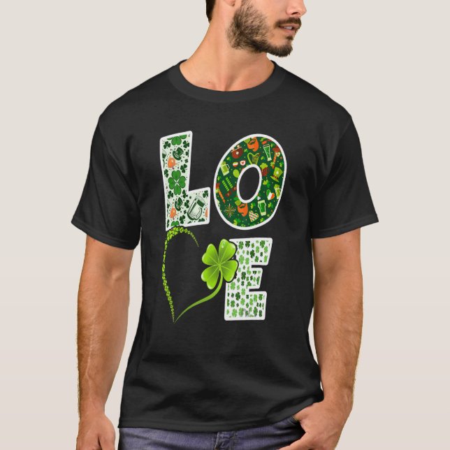 Camiseta Día de los Patrocinadores Amor Green Shamrock Luck (Anverso)