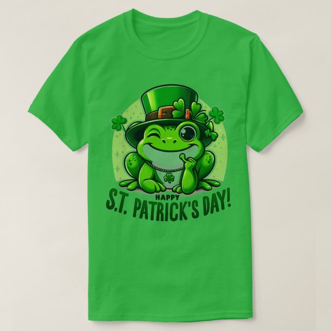 Camiseta Día de los Patrocinadores Rana Cara Saint Pattys P (Diseño del anverso)