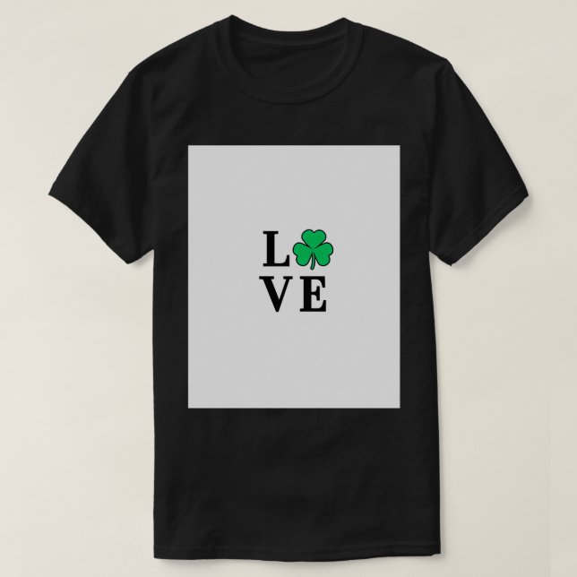 Camiseta Día de los Patrocinadores, Shamrock, Clover, LOVE, (Diseño del anverso)