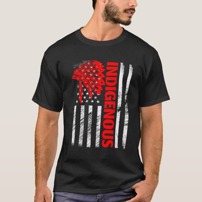 Camiseta Dia De Los Pueblos Indígenas Afligido Headdress Us (Anverso)