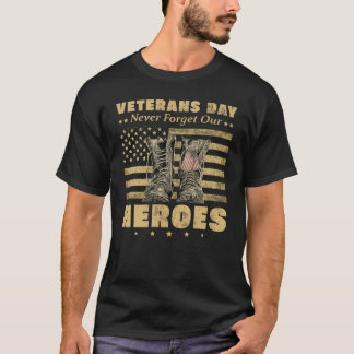 Camiseta Día de los Veteranos Nunca Olvidemos a Nuestros Hé