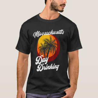 Camiseta Día de Massachusetts Bebiendo Retro Playa Verano F