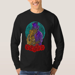 Camiseta Dia De Muertos Boda romántico esqueletos Hallowee