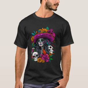 Camiseta Día de Muertos Calavera de Azúcar De Los Muertos L