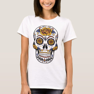 Camiseta Día de Muertos Calavera de Azúcar Gráfica para Muj