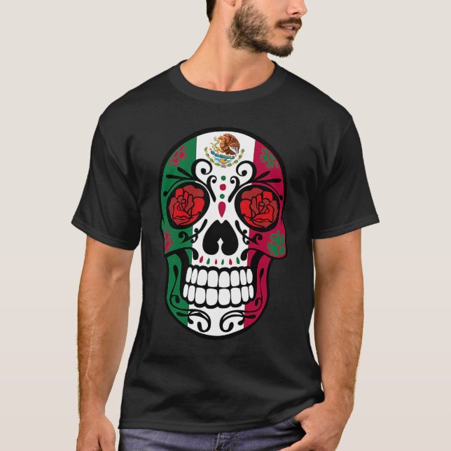 Camiseta Día de Muertos Calavera de Azúcar Halloween Bander (Anverso)