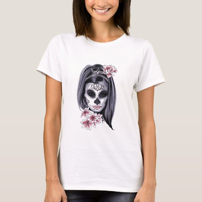 Camiseta Día de Muertos Día Gráfico de las Mujeres Muertas (Anverso)