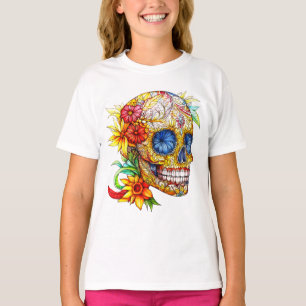 Camiseta Día de Muertos Floral Catrina Calavera