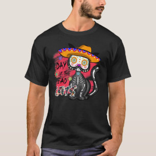 Camiseta Día de Muertos Halloween Cráneo de Gato
