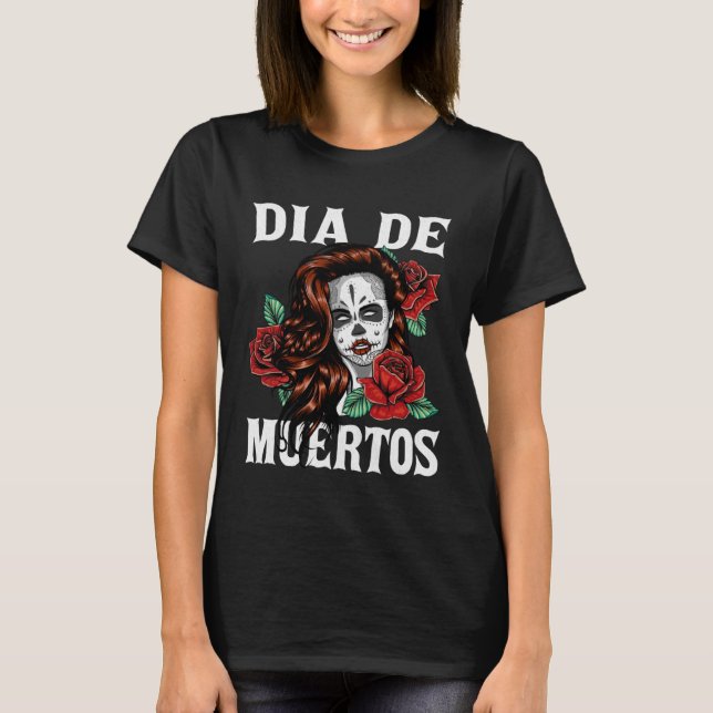 Camiseta Día de Muertos Sugar Skull Disfraz de Halloween (Anverso)
