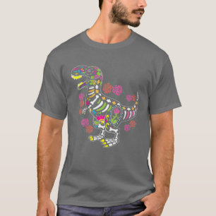 Camiseta Dia De Muertos Trex Sugar Skull Halloween Mexicano