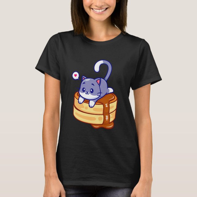 Camiseta Día de Panqueques de Gato Adorable (Anverso)