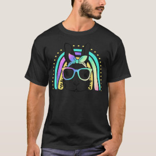 Camiseta Día de Pascua Alucinante Conejito Cara Tejido Gafa