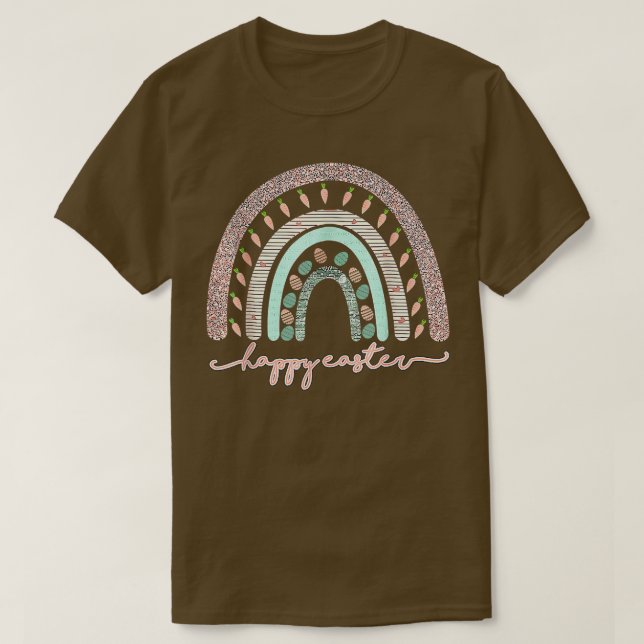 Camiseta Día de Pascua Arcoiris con huevos y gallineta conf (Diseño del anverso)