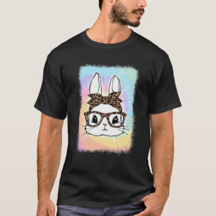 Camiseta Día de Pascua Bunny Leopardo Glasses Bandana Tie 