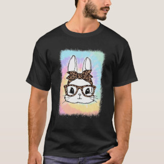 Camiseta Día de Pascua Bunny Leopardo Glasses Bandana Tie D