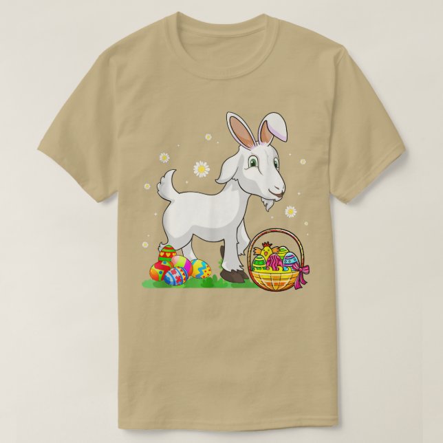 Camiseta Día de Pascua Cabra conejita Orejas Caza de Huevos (Diseño del anverso)