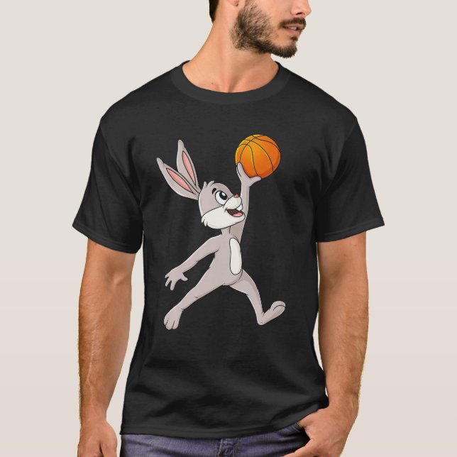 Camiseta Día de Pascua Conejo A Dunking Baloncesto (Anverso)