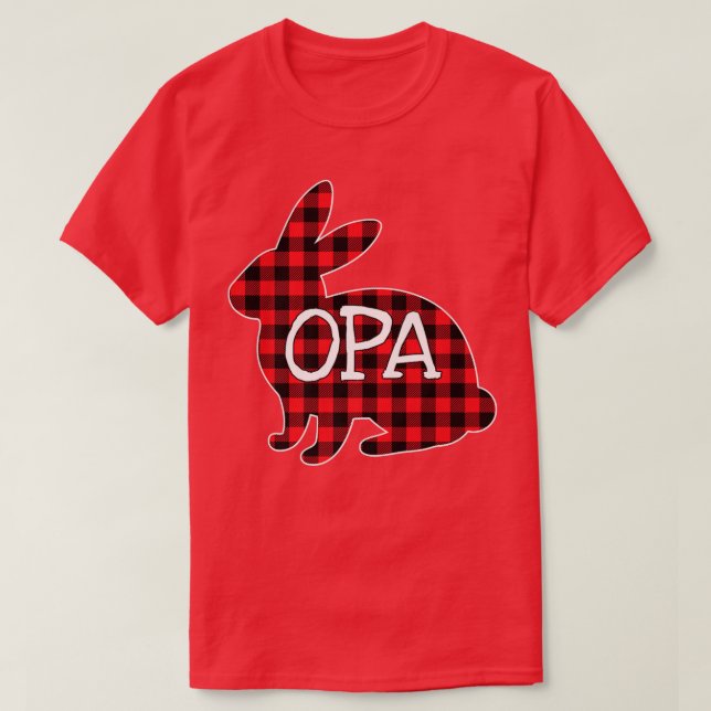 Camiseta Día de Pascua Costume Red Plaid Bunny Gráfica Opa  (Diseño del anverso)