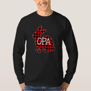 Camiseta Día de Pascua Costume Red Plaid Bunny Gráfica Opa 