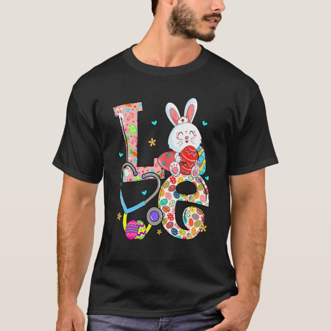 Camiseta Día de Pascua de Amor 2022 Cesta de Huevo Stethosc (Anverso)
