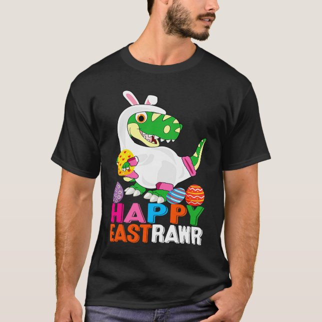 Camiseta Día de Pascua de Dinosaurio Celoso de los huevos d (Anverso)