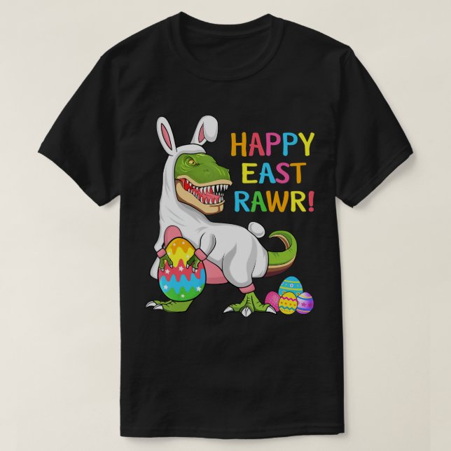 Camiseta Día de Pascua Dinosaurio Gracioso Feliz Oeste T Re (Diseño del anverso)