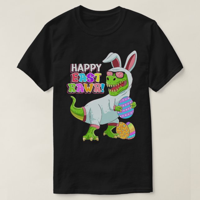 Camiseta Día de Pascua Dinosaurio Gracioso Feliz Oeste T Re (Diseño del anverso)
