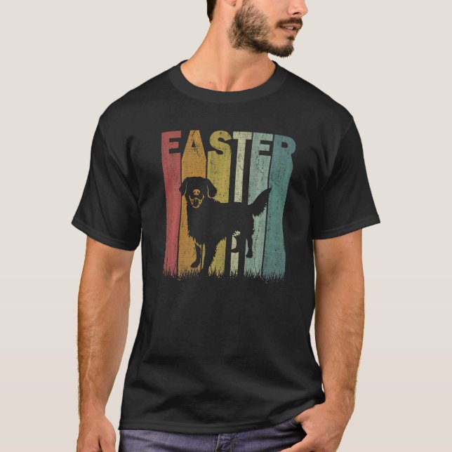 Camiseta Día de Pascua Dorado Recuperador Perro Retro Gráfi (Anverso)