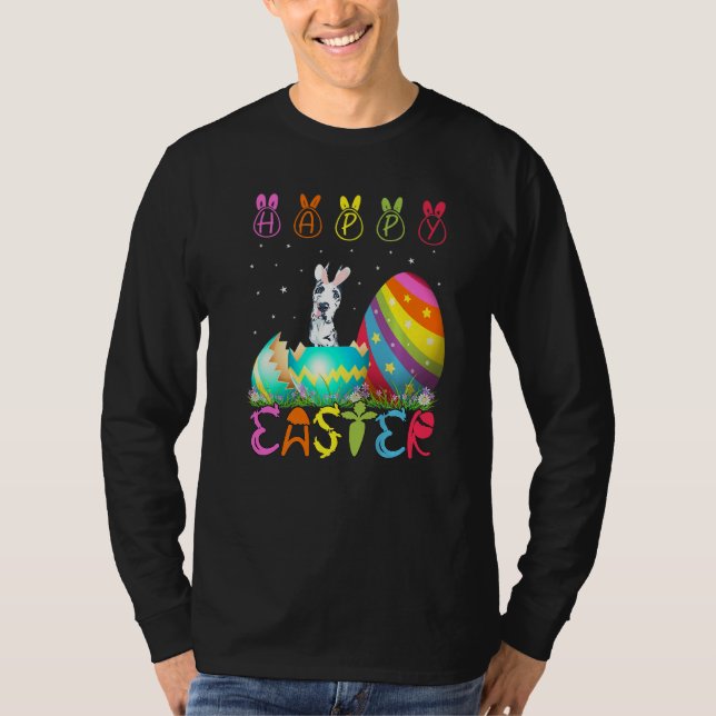 Camiseta Día de Pascua Gran Perro Dane Familia Pascua C (Anverso)