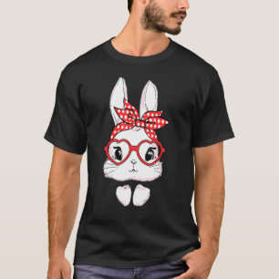 Camiseta Día de Pascua Leopard Bunny Glasses Eggs Conejo Cu