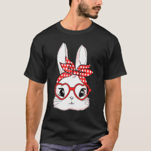 Camiseta Día de Pascua Leopard Bunny Glasses Eggs Conejo Cu
