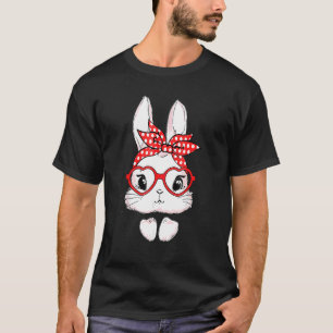 Camiseta Día de Pascua Leopard Bunny Glasses Eggs Conejo Cu