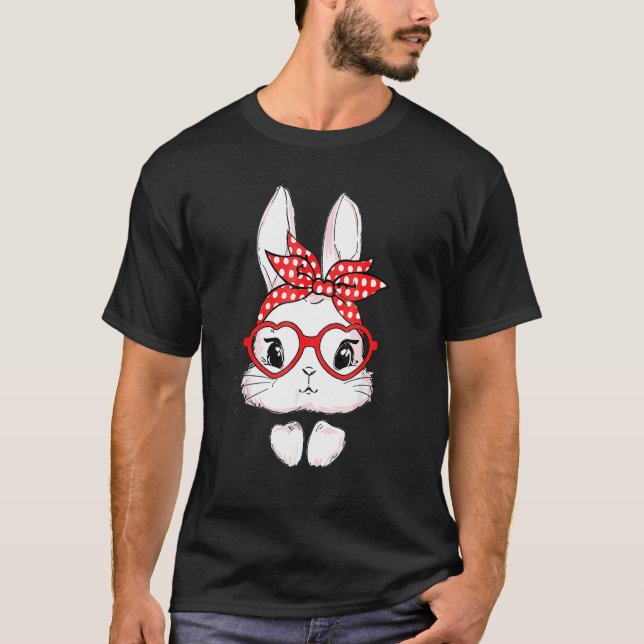 Camiseta Día de Pascua Leopard Bunny Glasses Eggs Conejo Cu (Anverso)