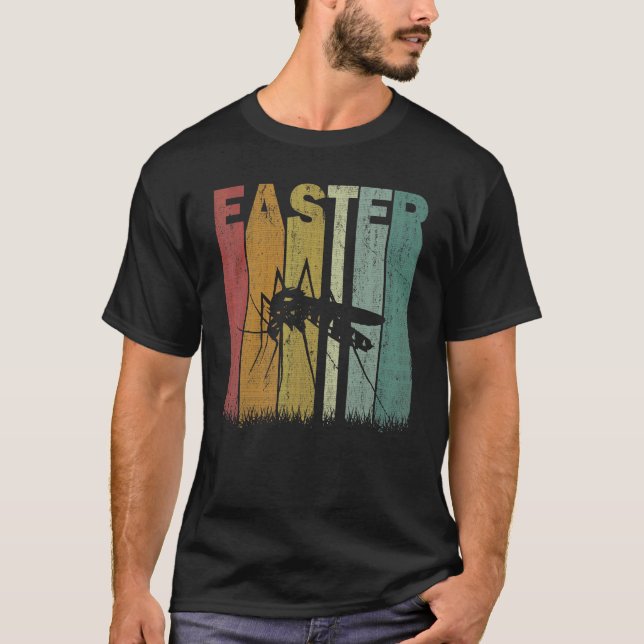 Camiseta Día de Pascua Mosquito Retro Gráfica Gracioso Cos  (Anverso)
