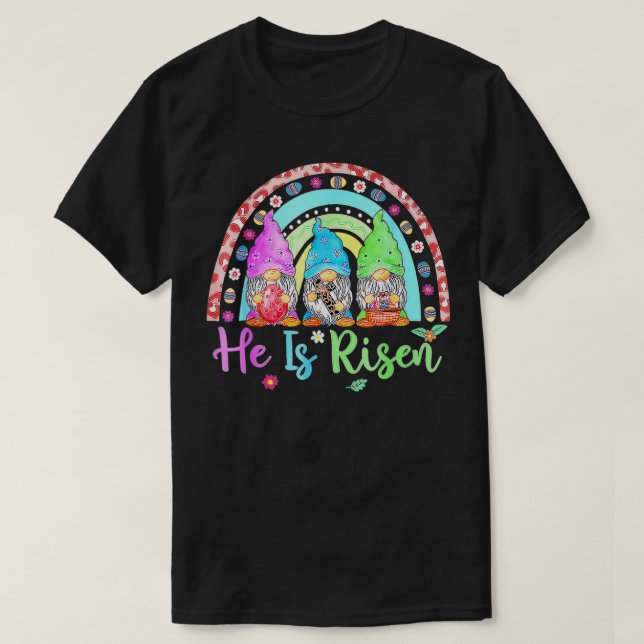 Camiseta Día De Pascua Para Los Cristianos, Se Eleva Gnomes (Diseño del anverso)