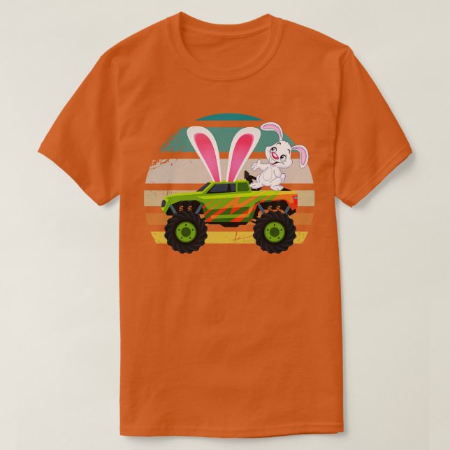 Camiseta Día de Pascua para Monster Truck Lover Boy Bunny E (Diseño del anverso)
