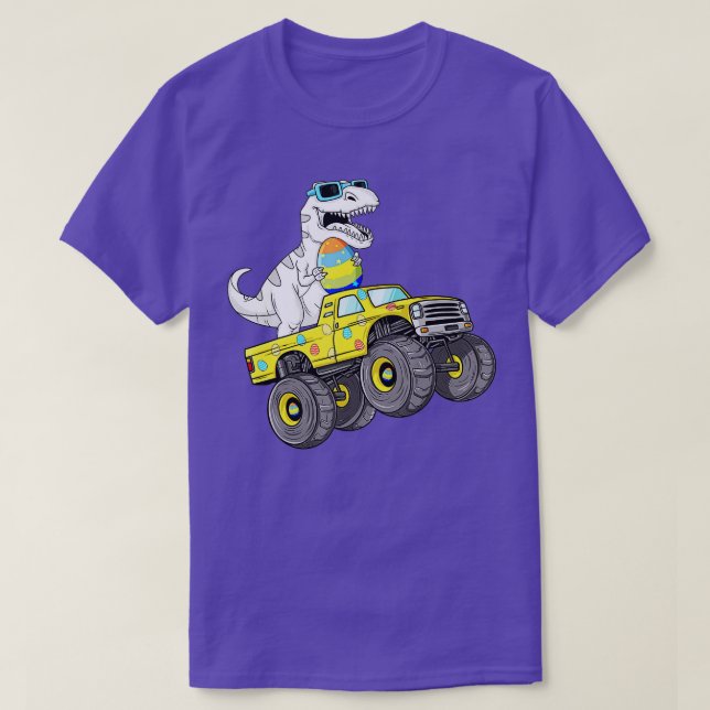 Camiseta Día De Pascua Para Rex Dino Monstruando Camiones (Diseño del anverso)