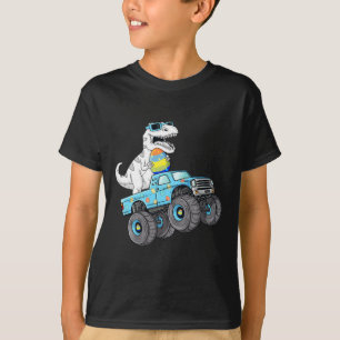 Camiseta Día De Pascua Para Rex Dino Monstruando Camiones