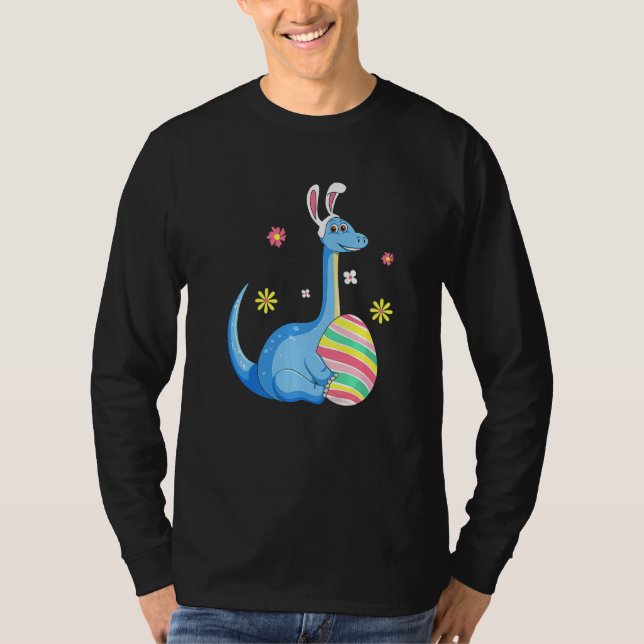 Camiseta Día De Pascua Para Rex Dino Rabbit Oars Con Huevos (Anverso)