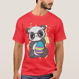 Camiseta Día de Pascua Pequeño Panda con anime de primavera